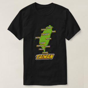 Camiseta Mapa ilustrado de Taiwán de Pop Art