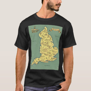 Camiseta Mapa ilustrado de viajes de Inglaterra