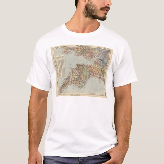 Camiseta Mapa Inglaterra, País de Gales 5 de la línea (Anverso)