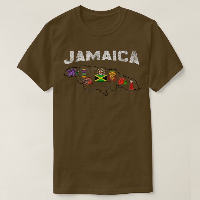 Camiseta mapa jamaicano de la bandera jamaica símbolo nacio (Diseño del anverso)