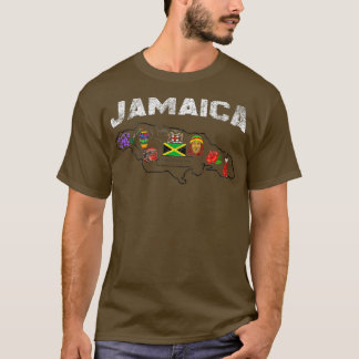 Camiseta mapa jamaicano de la bandera jamaica símbolo nacio
