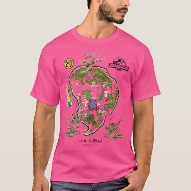 Camiseta Mapa Jurásico Mundial de la Isla Nublar (Anverso)