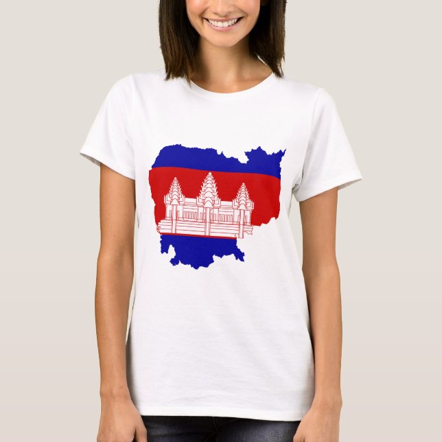 Camiseta Mapa KH de la bandera de Camboya (Anverso)