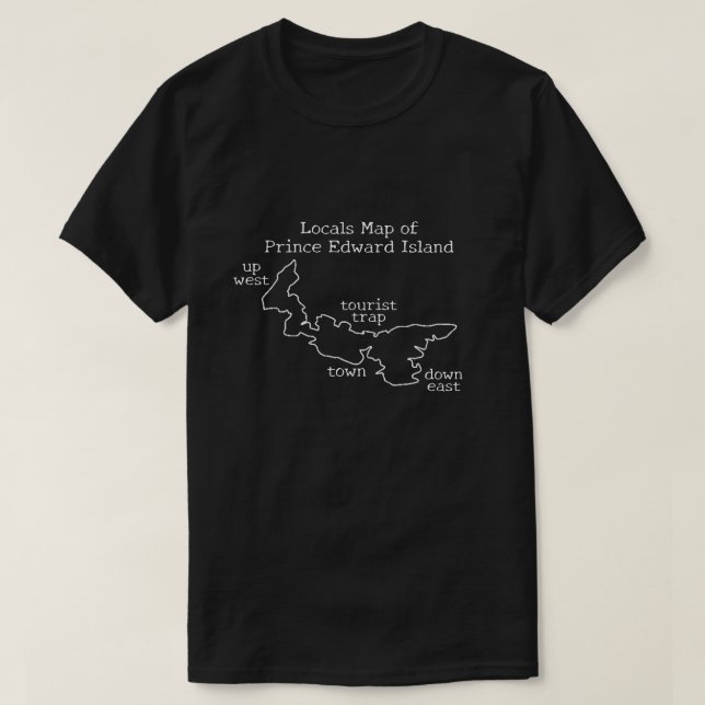 Camiseta Mapa local de la isla del Príncipe Eduardo (Diseño del anverso)