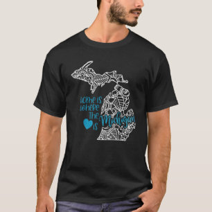 Camiseta Mapa Mandala del Estado de Michigan Usa América Us