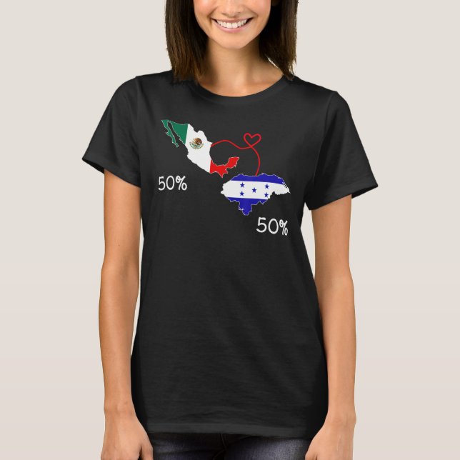 Camiseta Mapa mexicano de media bandera hondureña (Anverso)