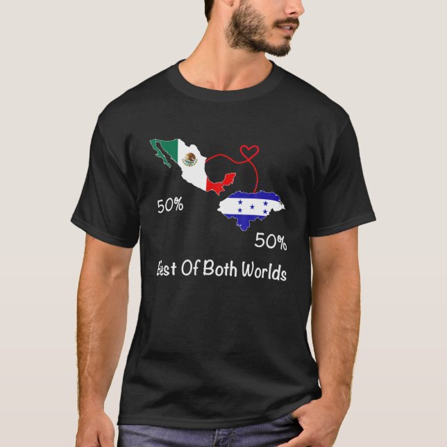 Camiseta Mapa mexicano de media bandera hondureña (Anverso)