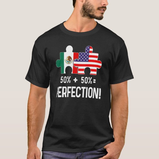 Camiseta Mapa mexicano de media bandera mexicana medio amer (Anverso)