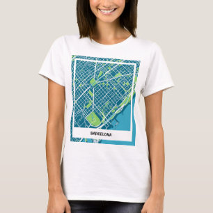 Camiseta mapa minimalista Barcelona - Azul-verde