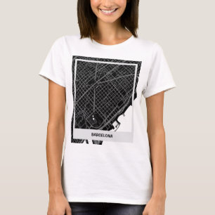 Camiseta mapa minimalista Barcelona - Negro-blanco