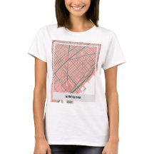 Camiseta mapa minimalista Barcelona - Rosa-verde
