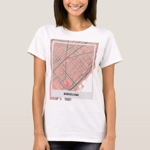Camiseta mapa minimalista Barcelona - Rosa-verde