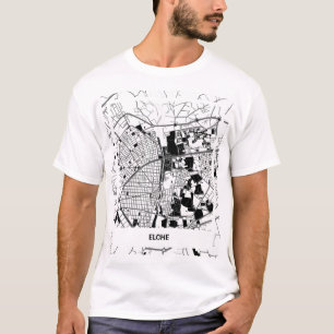 Camiseta mapa minimalista Elche - Blanco-negro
