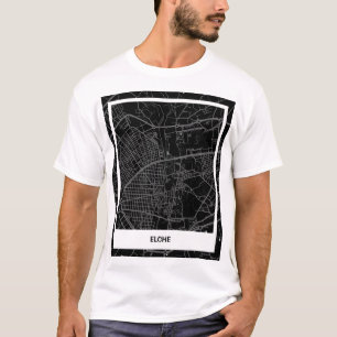 Camiseta mapa minimalista Elche - Negro-blanco