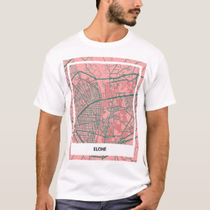 Camiseta mapa minimalista Elche - Rosa-verde