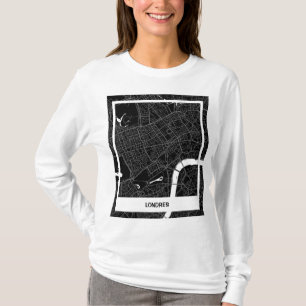 Camiseta mapa minimalista Londres  - Negro-blanco