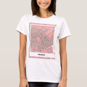 Camiseta mapa minimalista Valencia - Rosa-Verde