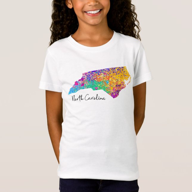 Camiseta Mapa moderno de Carolina del Norte (Anverso)