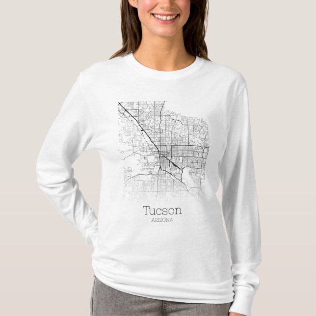 Camiseta Mapa moderno de la calle Tucson Arizona (Anverso)