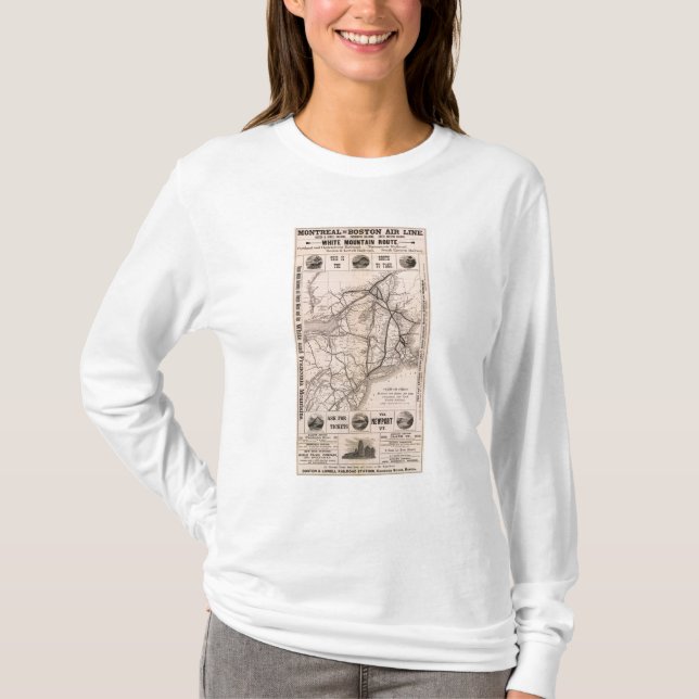 Camiseta Mapa Montreal y línea de aire de Boston (Anverso)