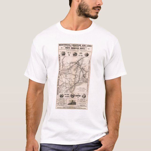 Camiseta Mapa Montreal y línea de aire de Boston (Anverso)