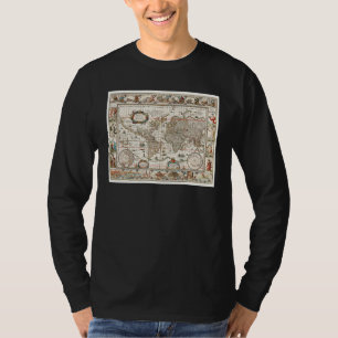 CAMISETA MAPA MUNDIAL ANTIGUO DEL SIGLO XVII HISTORIA GEOGR
