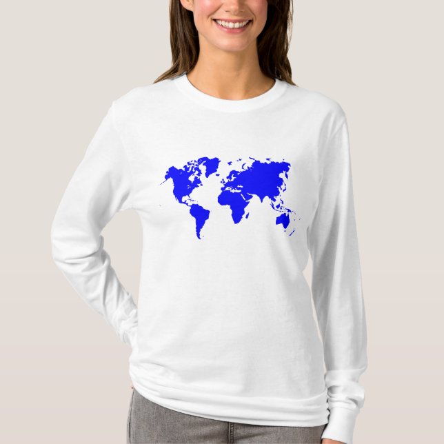 Camiseta Mapa Mundial - Azul (Anverso)