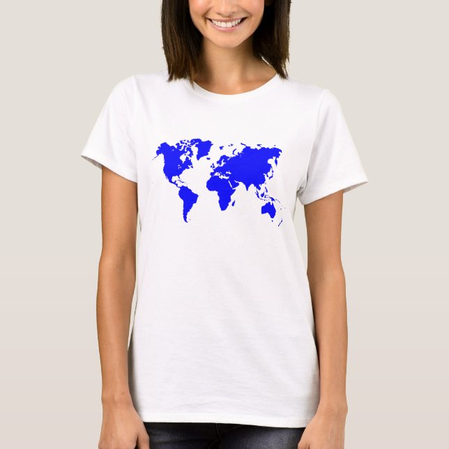Camiseta Mapa Mundial - Azul (Anverso)