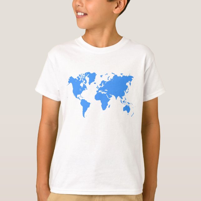 Camiseta Mapa mundial - Azul bebé (Anverso)
