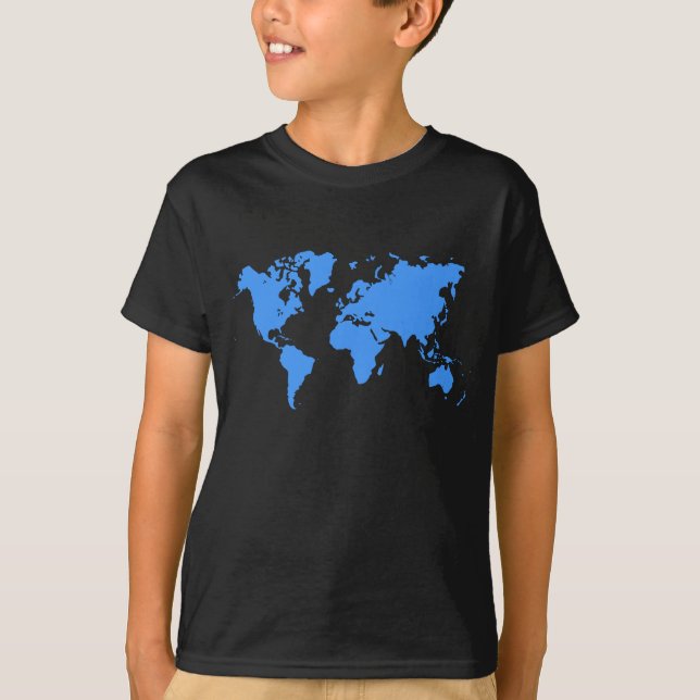 Camiseta Mapa mundial - Azul bebé (Anverso)