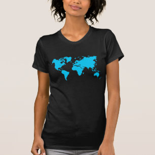 Camiseta Mapa Mundial - Azul Cielo