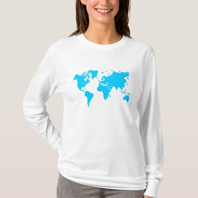 Camiseta Mapa Mundial - Azul Cielo (Anverso)