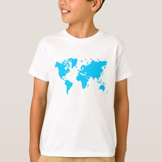 Camiseta Mapa Mundial - Azul Cielo (Anverso)