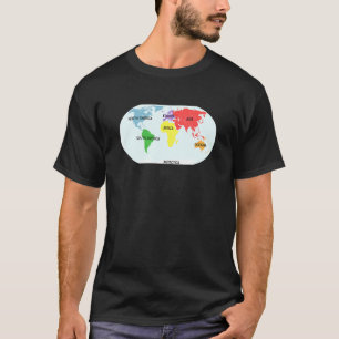 Camiseta Mapa Mundial Con Los 7 Continentes Profesores De G