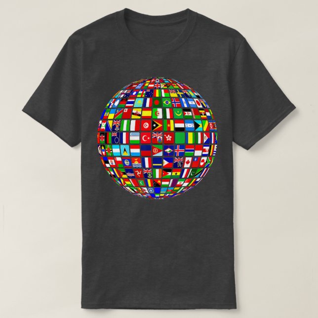 Camiseta Mapa Mundial de Banderas Internacionales (Diseño del anverso)