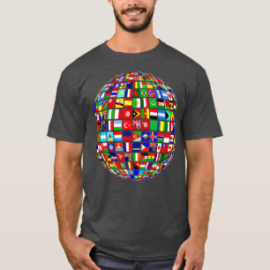 Camiseta Mapa Mundial de Banderas Internacionales