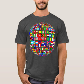 Camiseta Mapa Mundial de Banderas Internacionales
