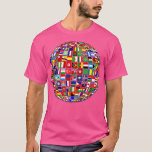 Camiseta Mapa Mundial de Banderas Internacionales