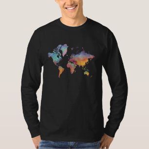 Camiseta Mapa Mundial De Color Para Planisferio De Viajeros