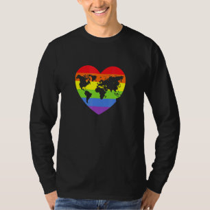Camiseta Mapa mundial de la bandera arcoiris del orgullo ga