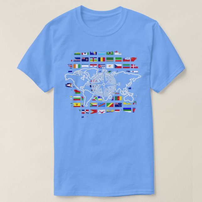 Camiseta Mapa mundial de las brújulas de viaje (Diseño del anverso)