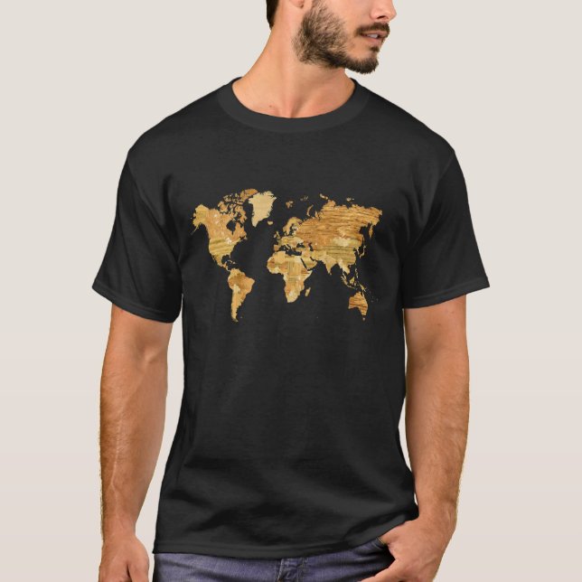 Camiseta Mapa mundial de madera (Anverso)