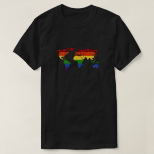 Camiseta Mapa mundial de Purpurinas del Orgullo LGBT