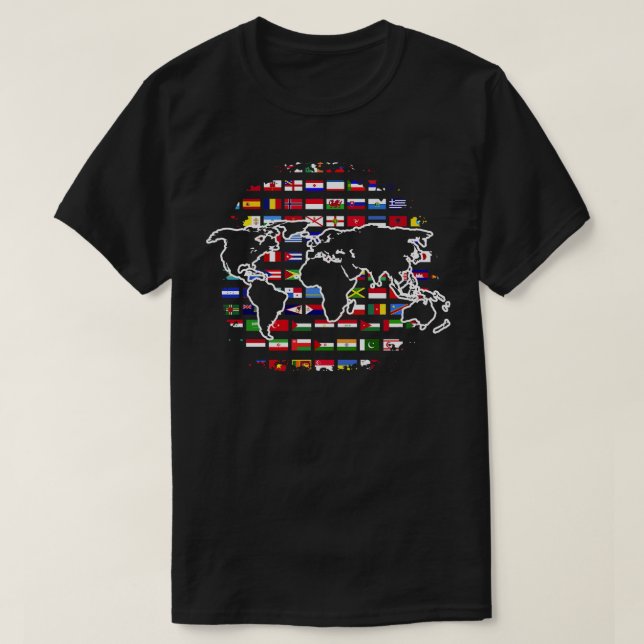 Camiseta Mapa Mundial de Viajes Viajero International World (Diseño del anverso)