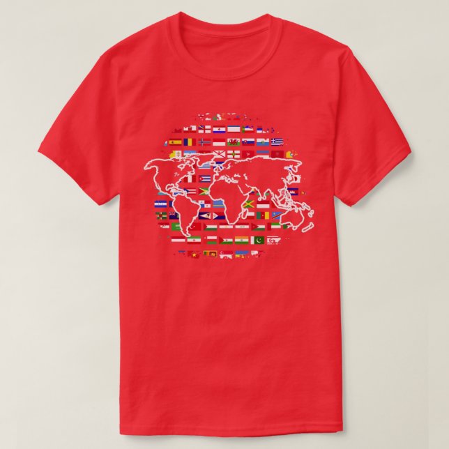 Camiseta Mapa Mundial de Viajes Viajero International World (Diseño del anverso)