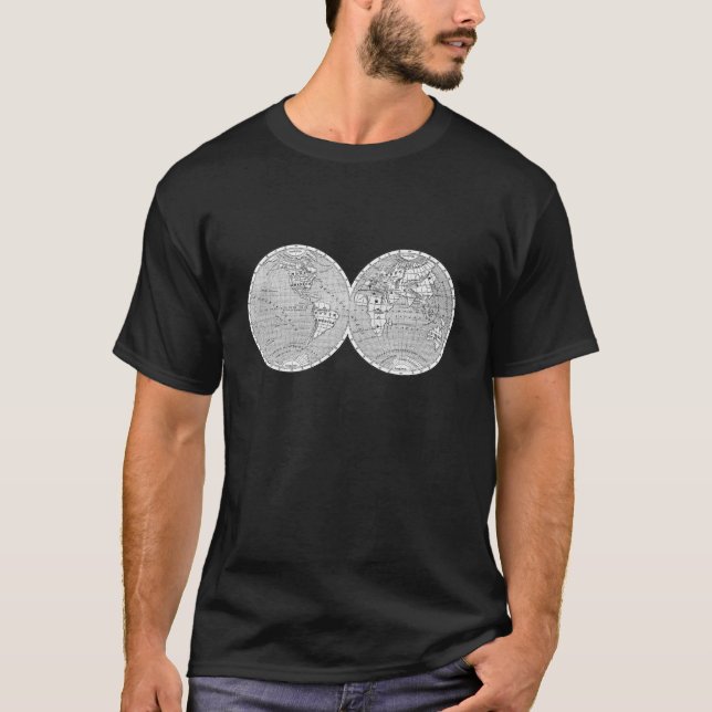 Camiseta Mapa Mundial  Geografía  Mapa Antiguo (Anverso)