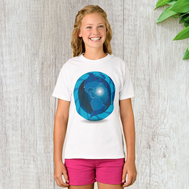 Camiseta Mapa Mundial Globo Terráqueo Azul Moderno (Subido por el creador)