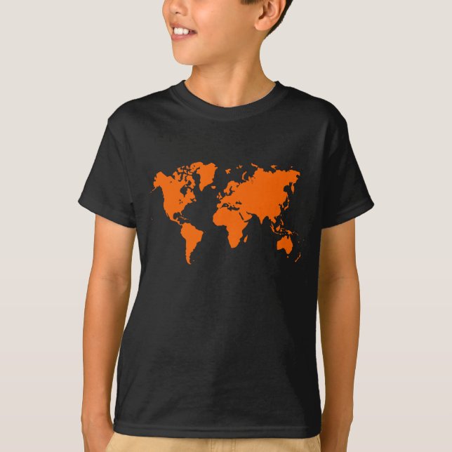 Camiseta Mapa Mundial - Naranja (Anverso)