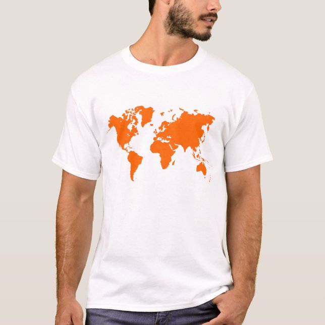 Camiseta Mapa Mundial - Naranja (Anverso)