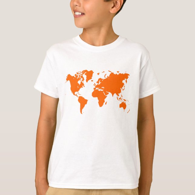 Camiseta Mapa Mundial - Naranja (Anverso)